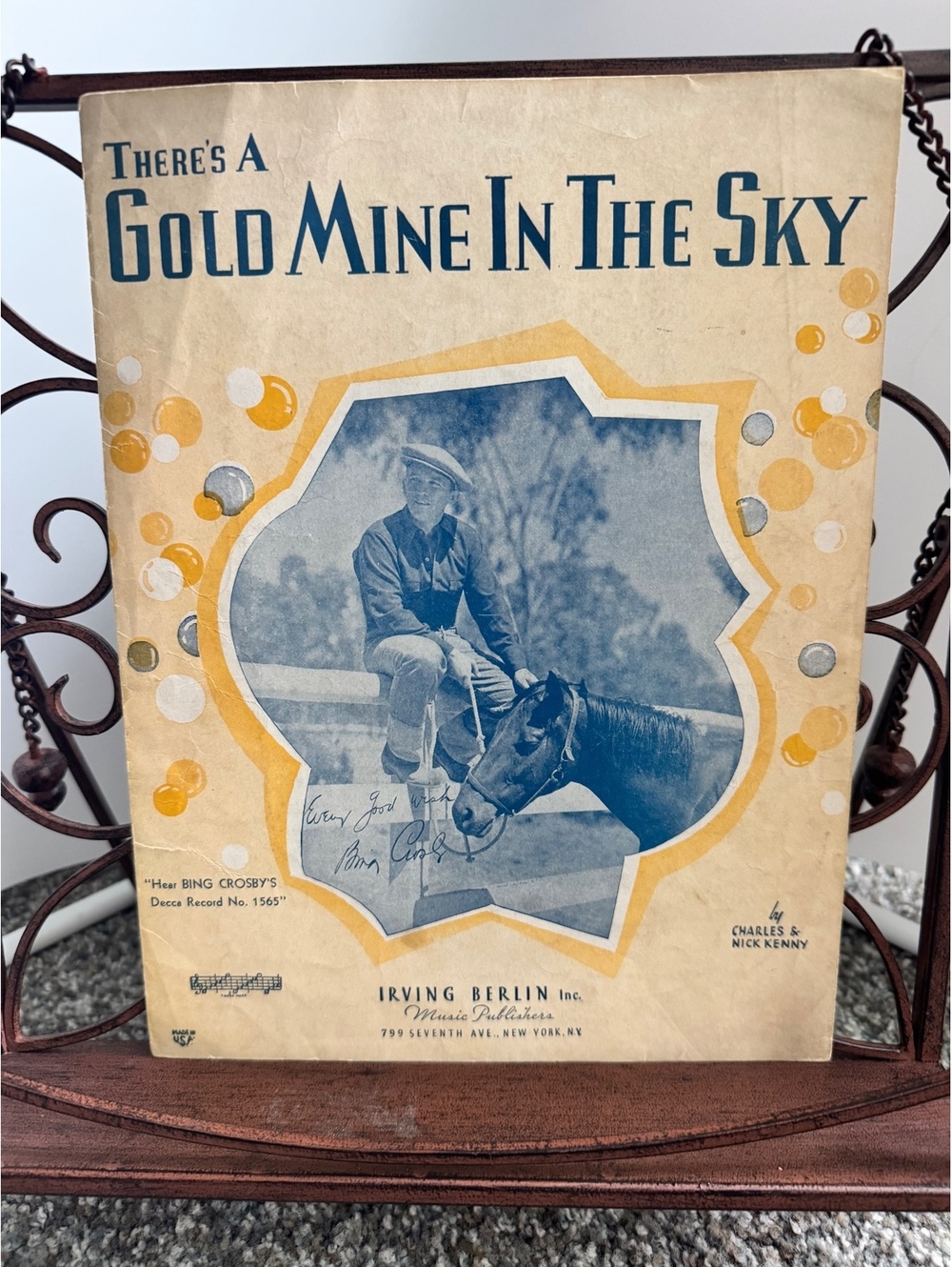 Vintage 1937 "There's A Gold Mine In The Sky" Sheet Music by Charles & Nick Keny